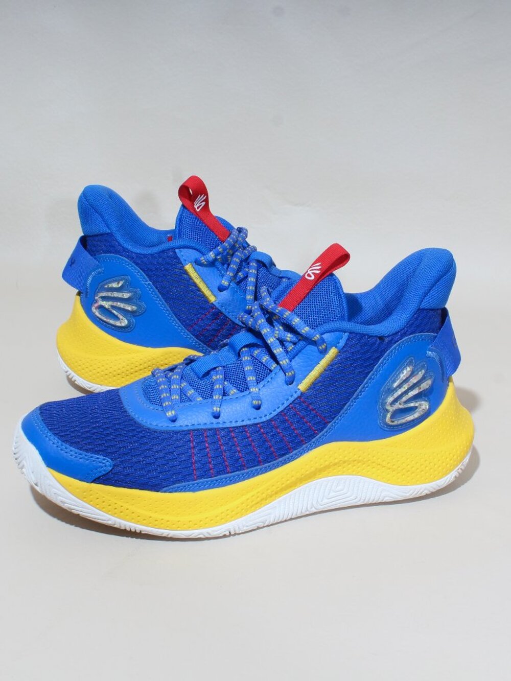 Mens Under Armour Curry 3Z7 Size 7 Blue & Yellow Basketball Shoes Sneakers